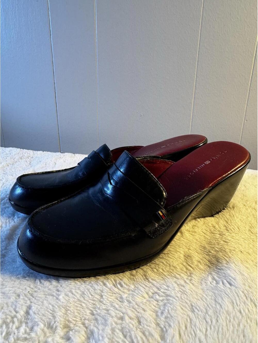 Vintage Tommy Hilfiger Mule Clogs Women's Size 9 Leather Upper Slip-on Shoes - Picture 3 of 6